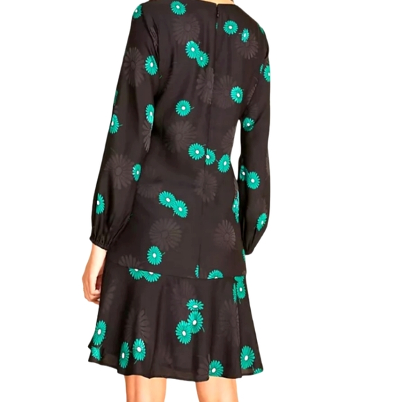 Ann Taylor | Floral Jacquard Flounce Shift Dress | Drop Waist | Floral Print | - Picture 2 of 9